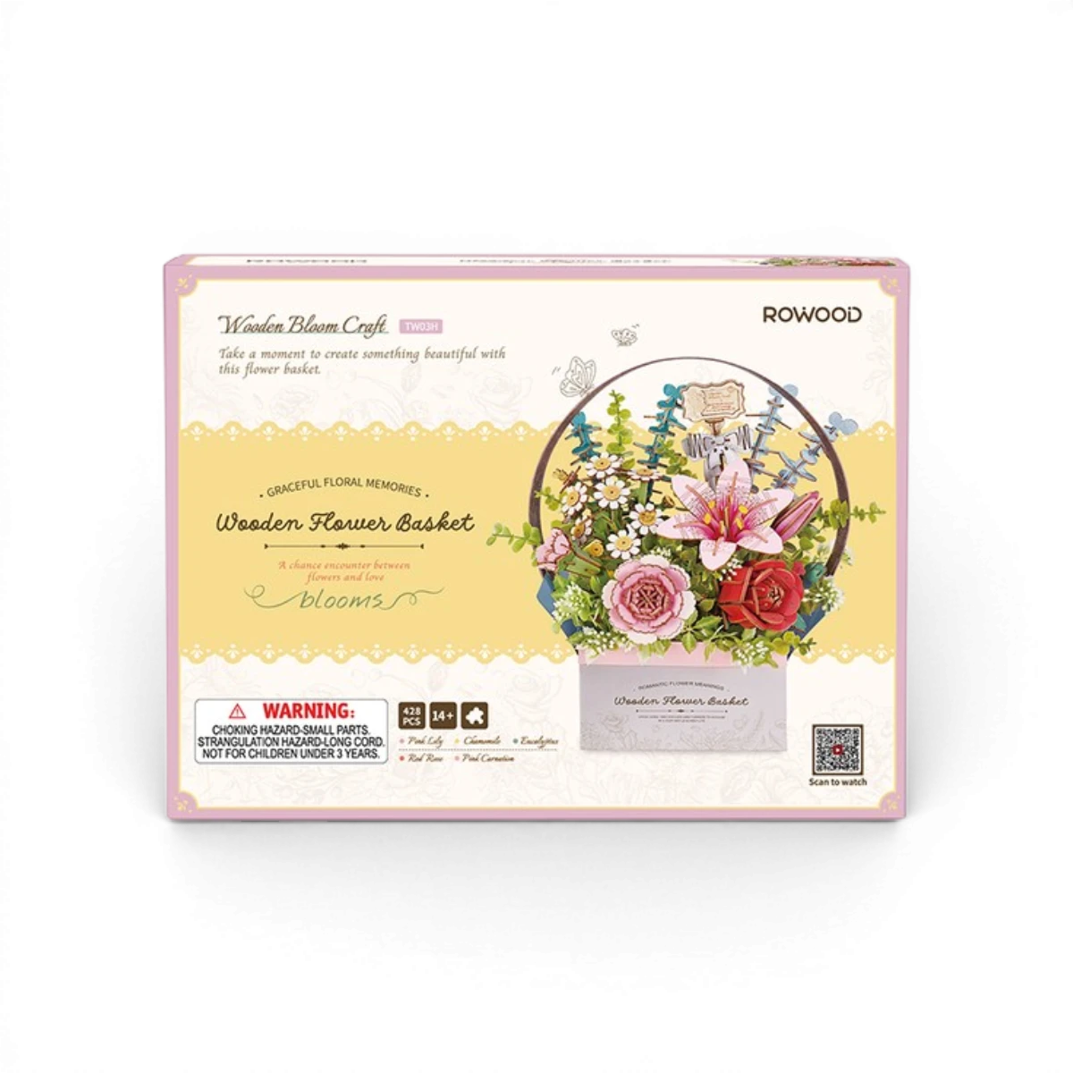 Puzzle 3D Wooden Flower Basket – panier fleurs en bois