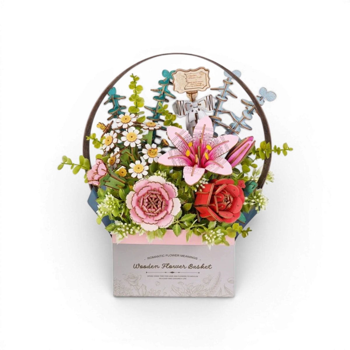 Puzzle 3D Wooden Flower Basket – panier fleurs en bois