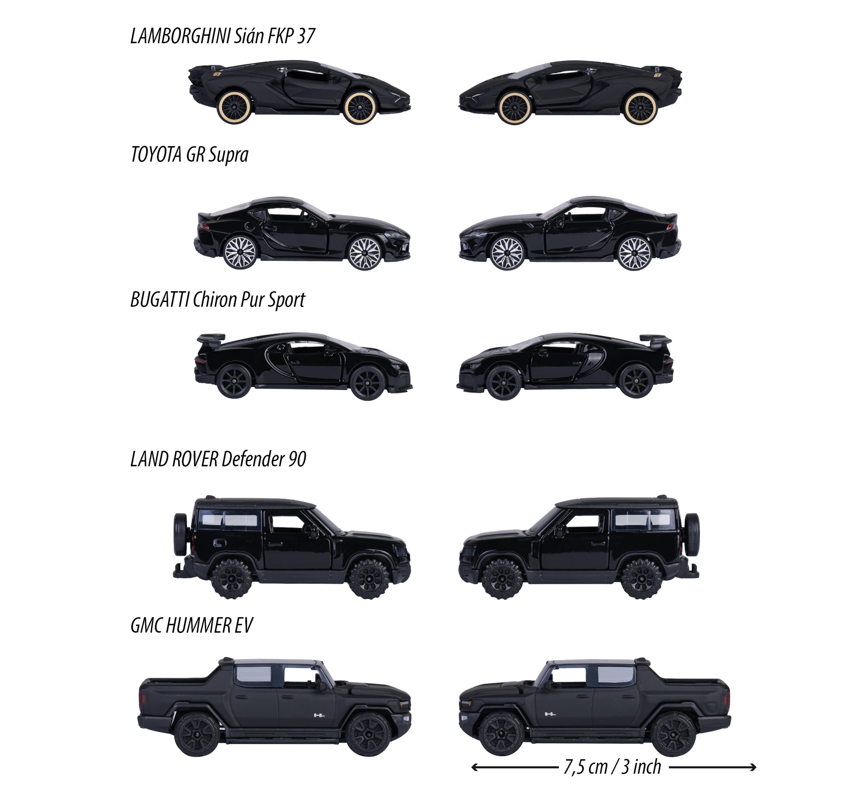 Coffret 5 voitures Black Edition 1:64 – Majorette