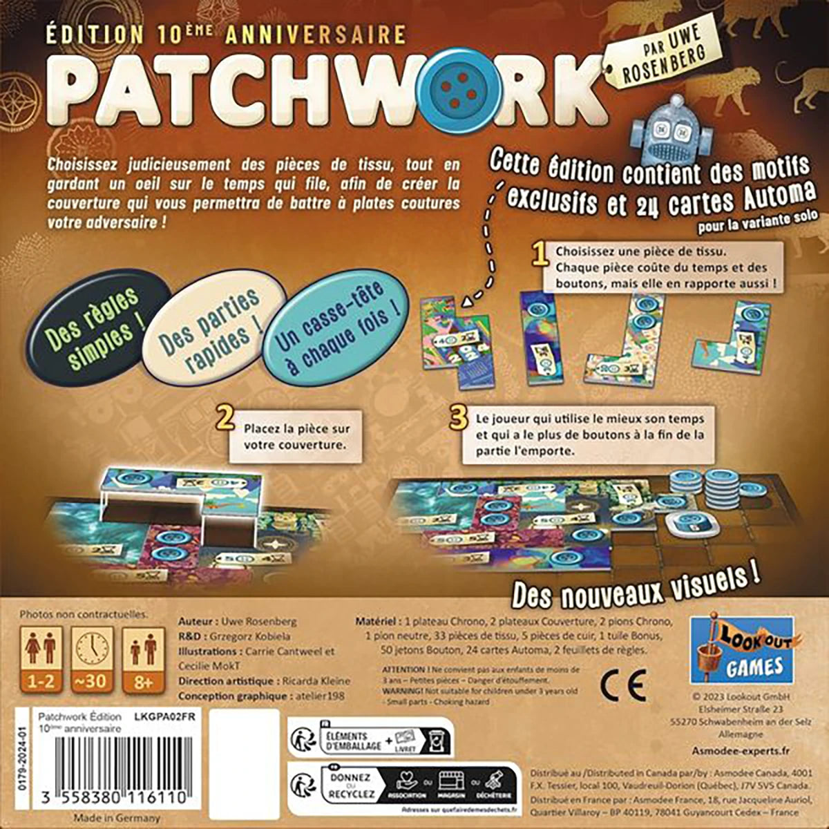 Patchwork – Jeu de stratégie duel et placement