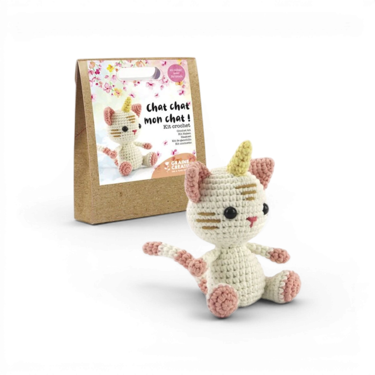 Chat Licorne – Kit DIY doudou crochet amigurumi