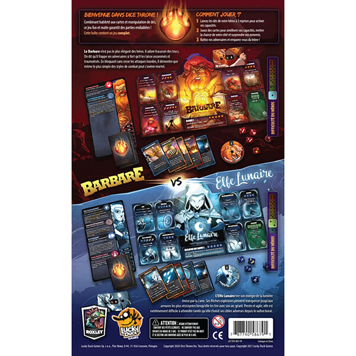Dice Throne Barbare vs Elfe Lunaire – Jeu d’affrontement stratégie