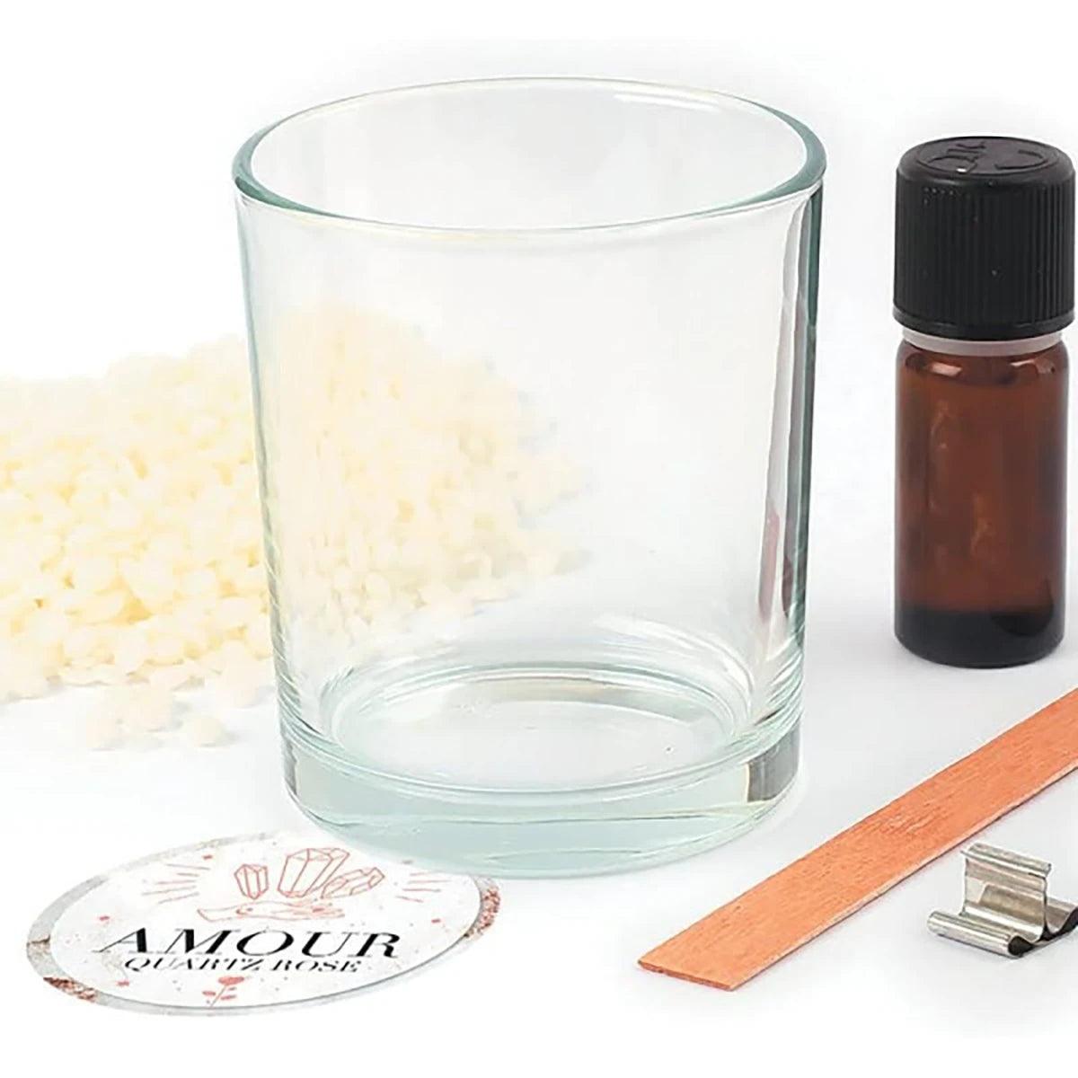 Bougie Amour Quartz Rose – Lithothérapie – Kit DIY