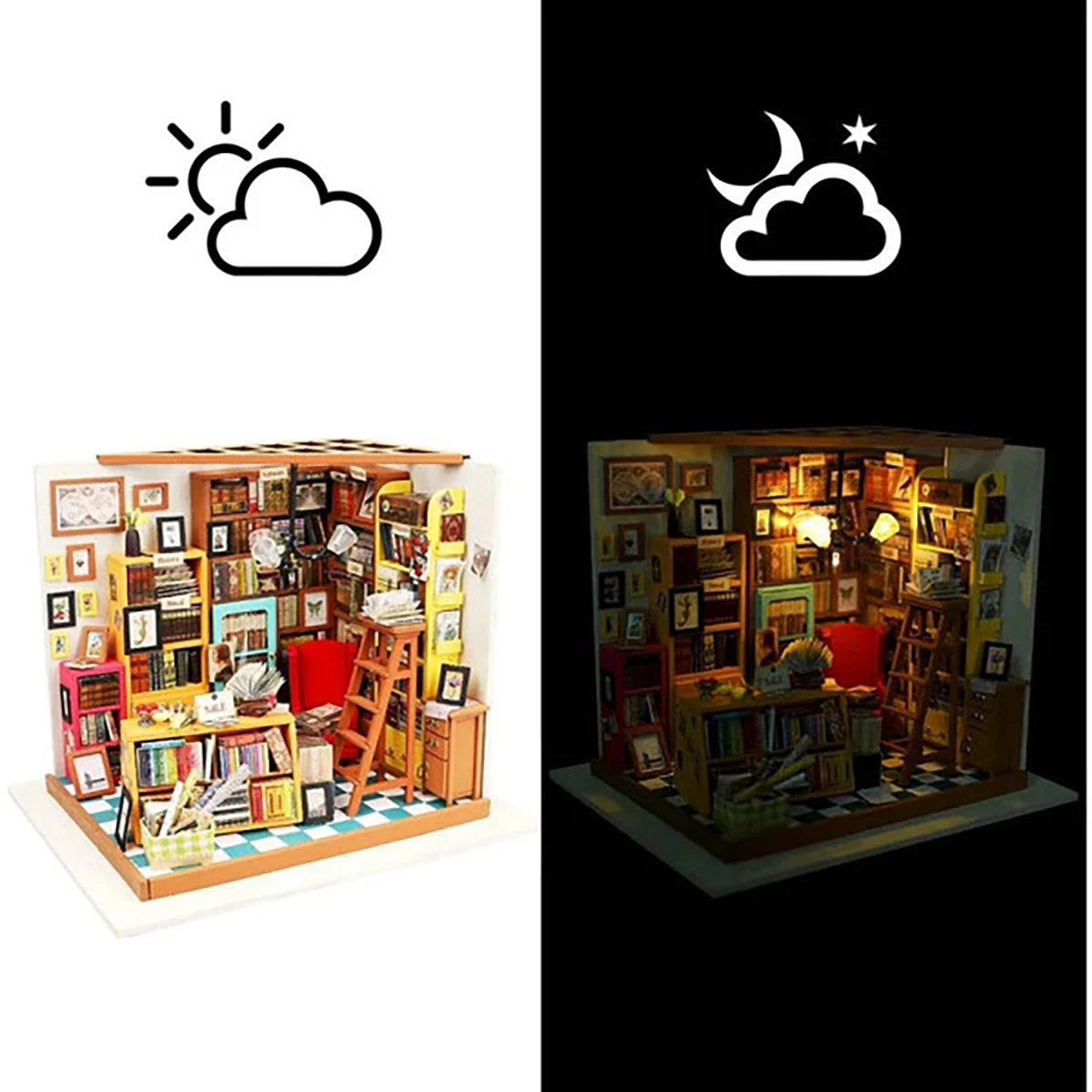 La Bibliothèque de Sam – Maquette diorama (221 pièces)