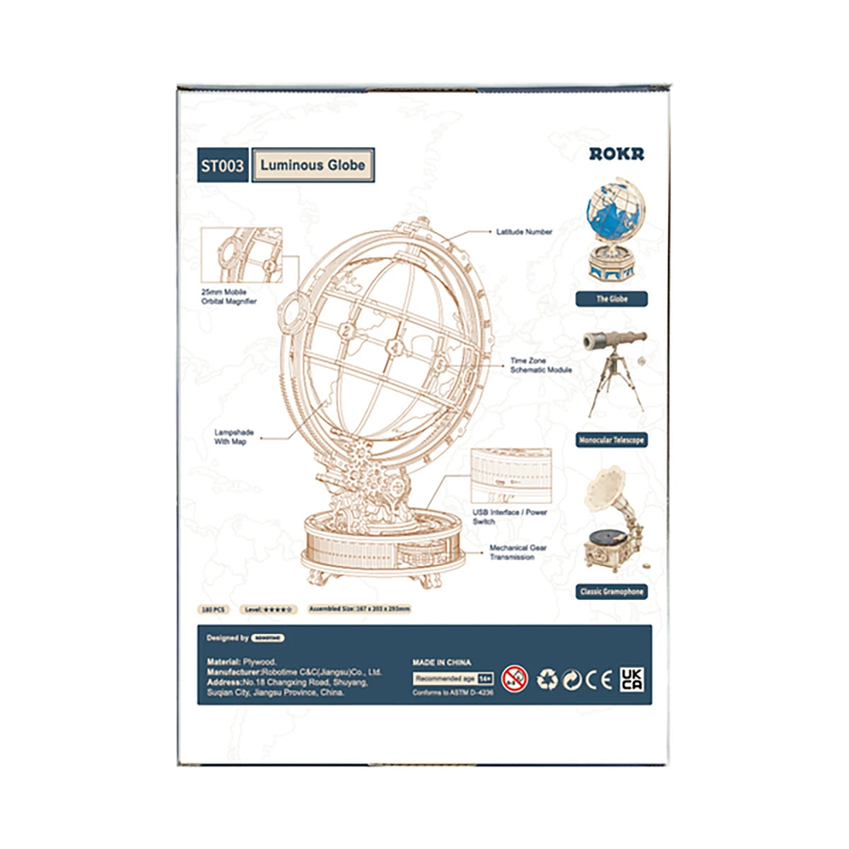 Globe Terrestre Lumineux – Puzzle 3D en bois
