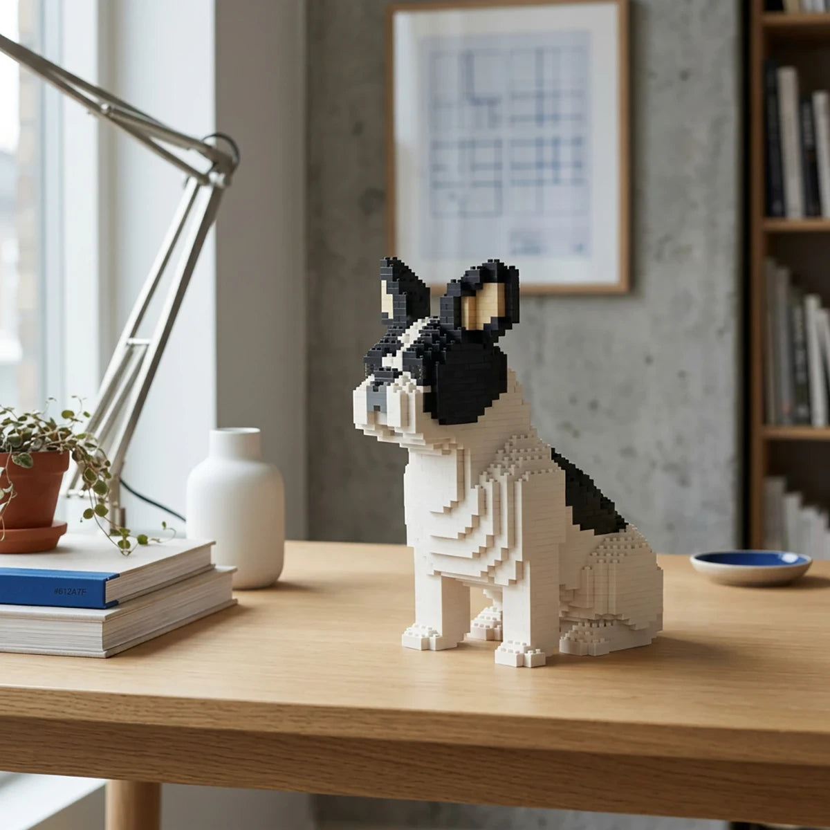 Bouledogue Français Caille Noir Assis – Jeu de construction – JEKCA