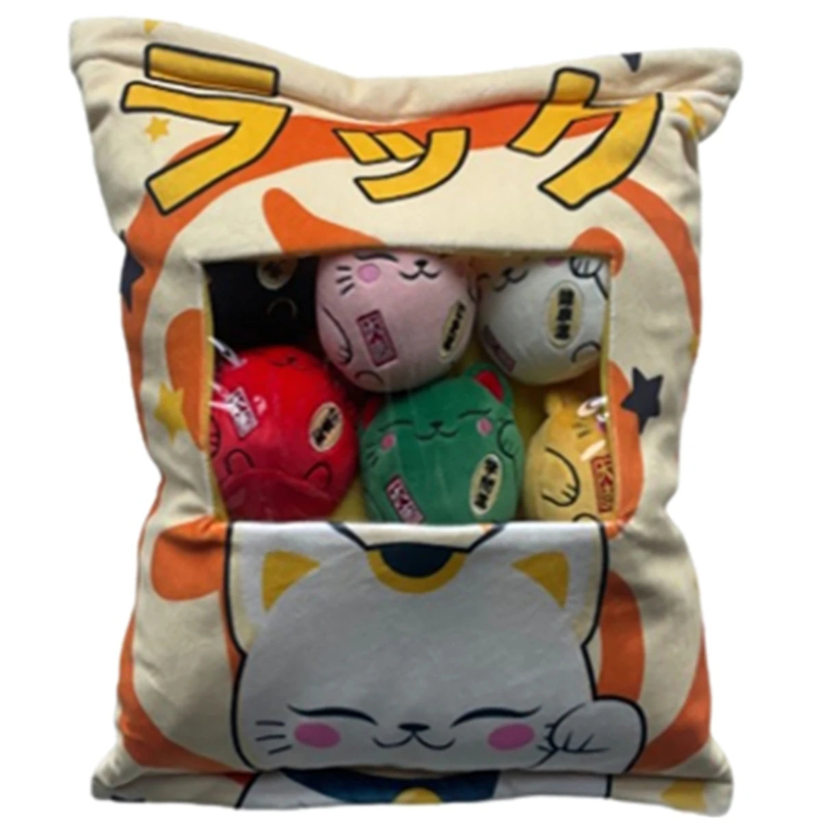 Coussin peluche Maneki-neko avec minis peluches