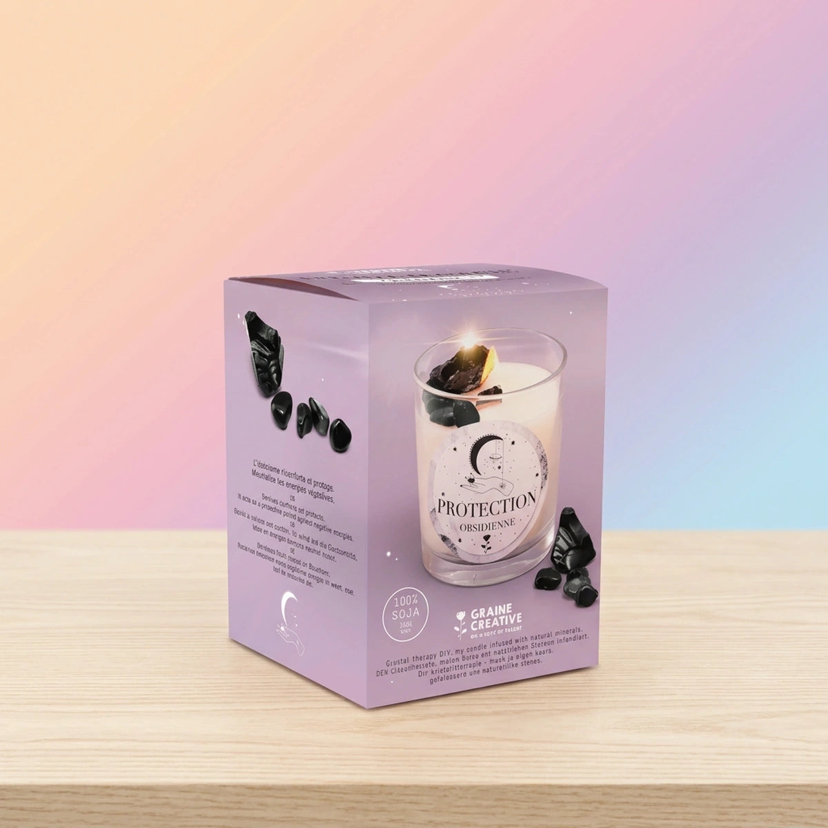 Bougie Protection Obsidienne – Lithothérapie – Kit DIY