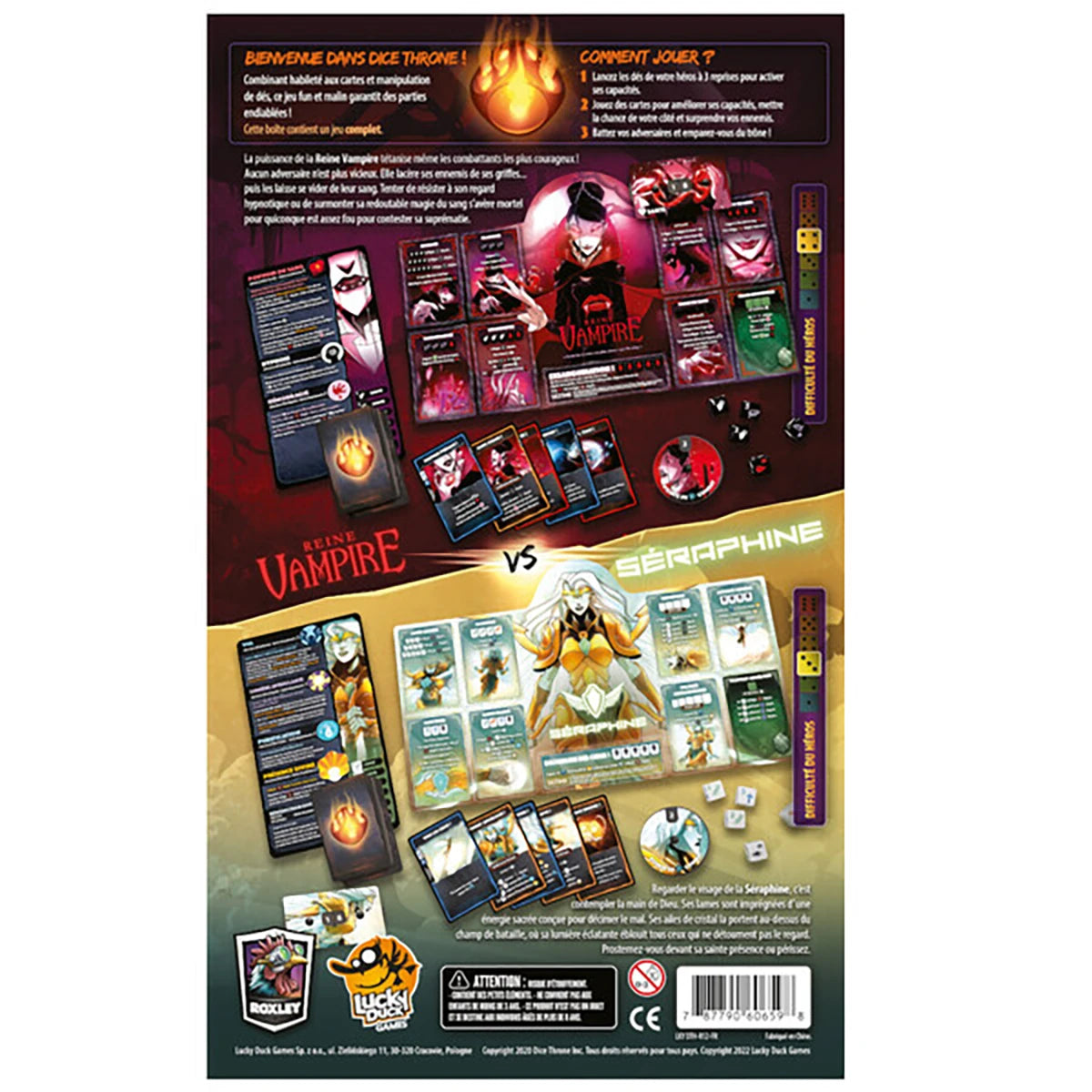 Dice Throne Séraphine vs Vampire – Jeu d’affrontement stratégie