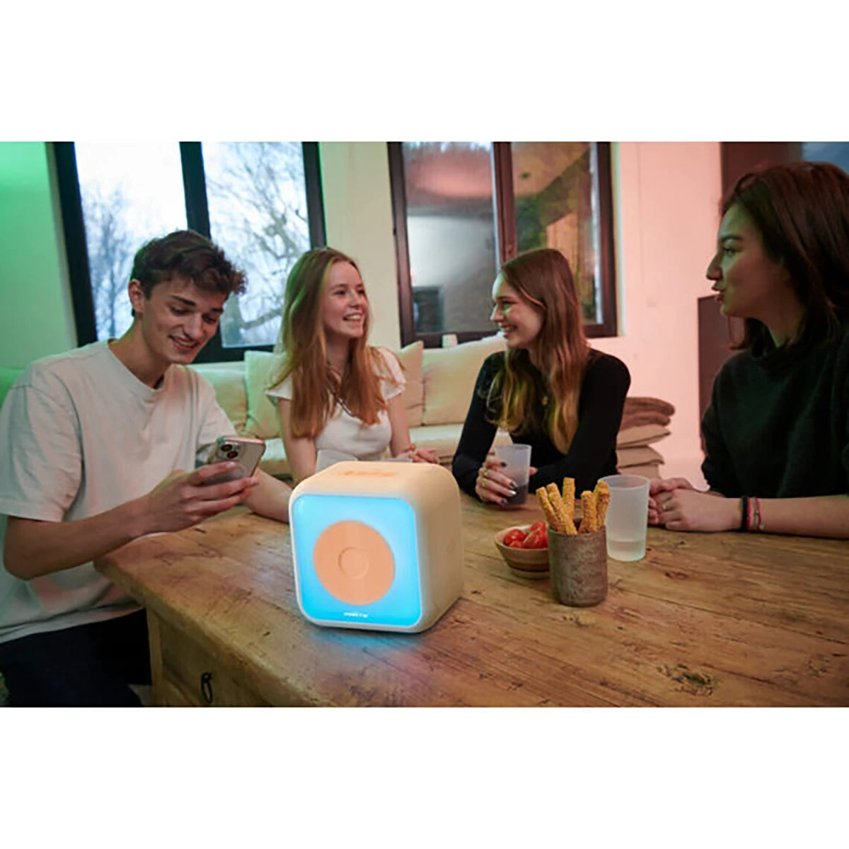 Enceinte karaoké Bluetooth 30W avec 2 micros sans fil et effets lumineux