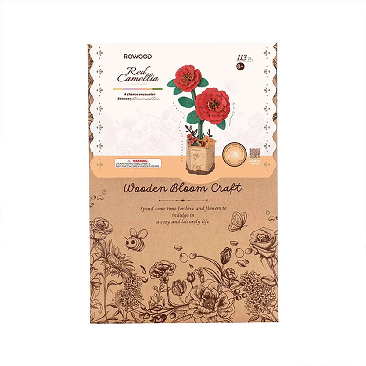 Camélia – Fleur en bois DIY (113 pièces)