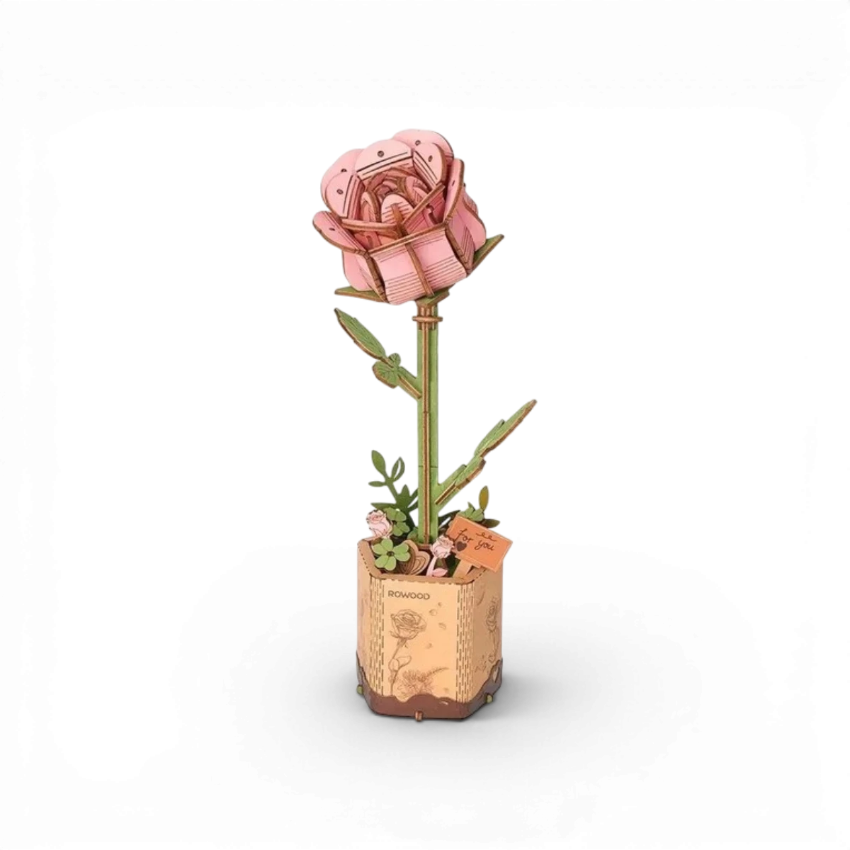 Rose Rose – Fleur en bois DIY (104 pièces)