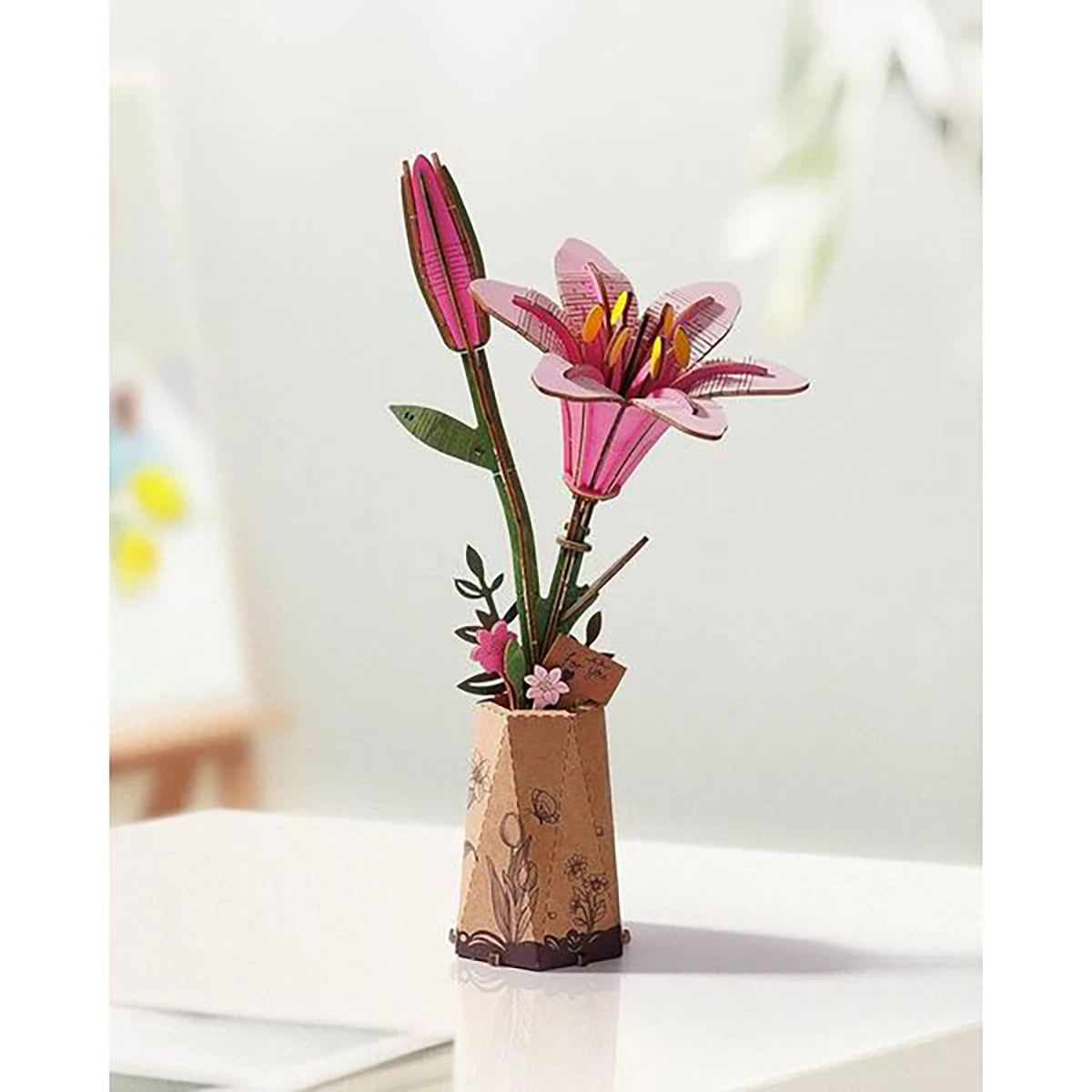 Fleur de Lys Rose – Fleur en bois DIY (73 pièces)