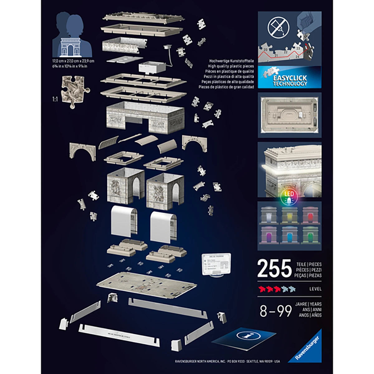 Puzzle 3D Arc de Triomphe lumineux 216 pièces