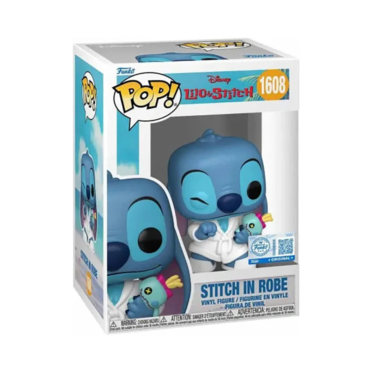 Figurine Stitch en peignoir avec Scrump - Funko Pop! n°1608