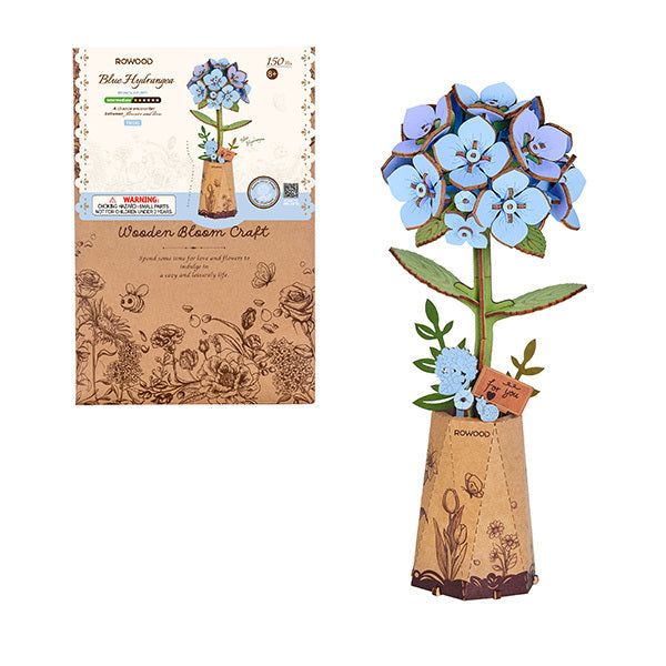 Puzzle 3D Hortensia bleu – fleurs en bois