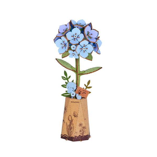 Puzzle 3D Hortensia bleu – fleurs en bois