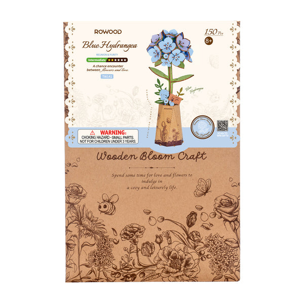Puzzle 3D Hortensia bleu – fleurs en bois