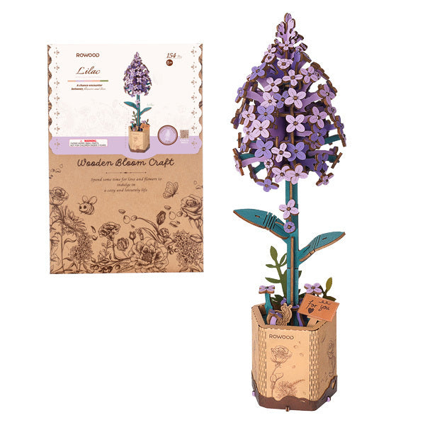 Lilas – Puzzle fleur 3D en bois (154 pièces)