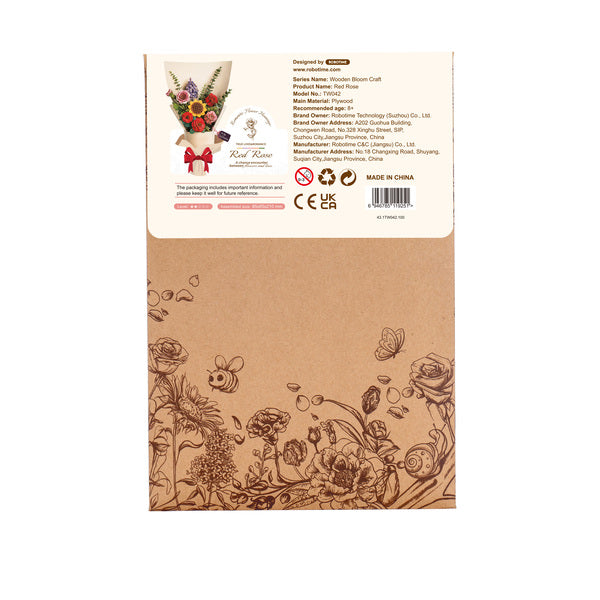 Rose Rouge – Puzzle fleur 3D en bois (106 pièces)