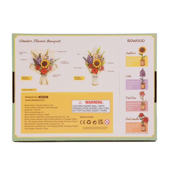 Bouquet de Fleurs – Puzzle 3D en bois (581 pièces)