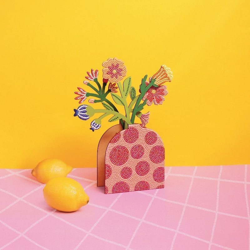 Kit vase et fleurs à strasser rouge